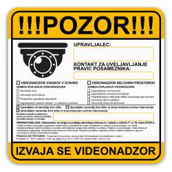 NALEPKA ZA VIDEO NADZOR 20x20 / 77. in 78. člen ZVOP-2