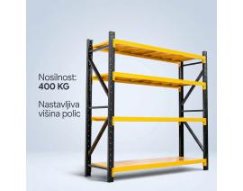 POLIČNI REGAL - NOSILNOST 400 KG 150x50x200