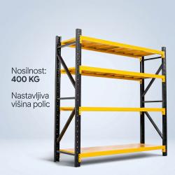 POLIČNI REGAL - NOSILNOST 400 KG 150x50x200